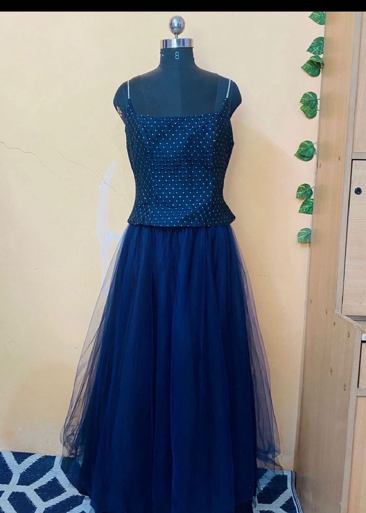 Stunning Navy Blue Embellished Gown