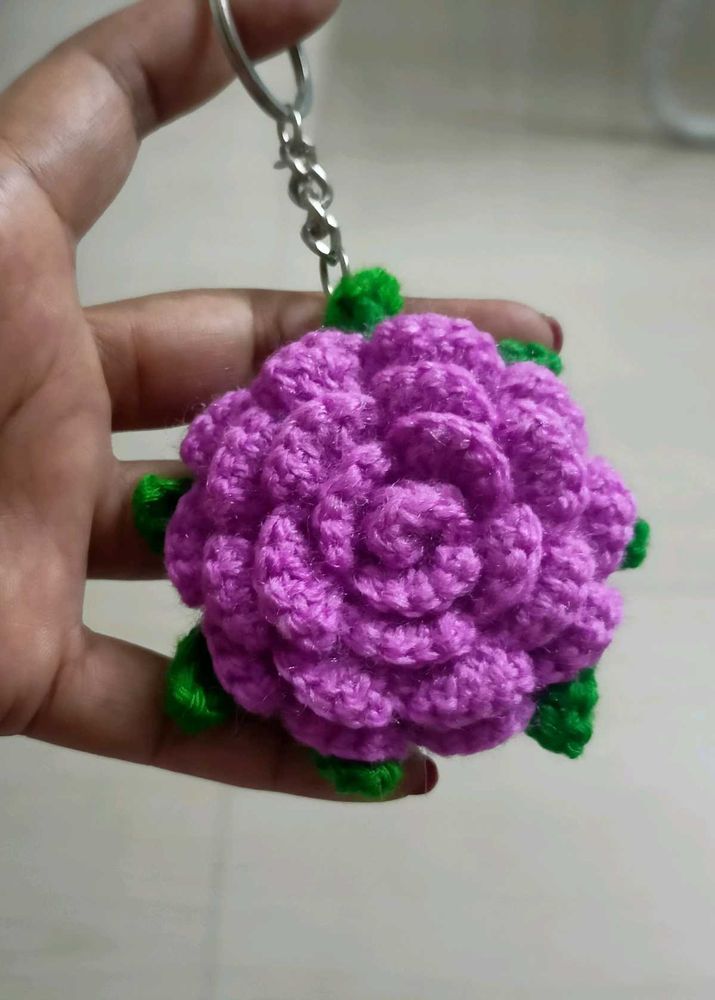 Handmade Crochet Flower Keychain