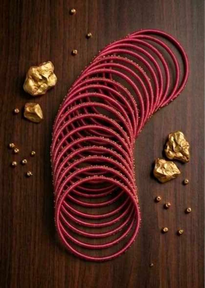 Set of 12 pink Silk Thread Bangles