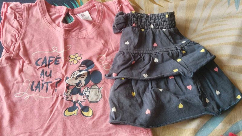 Cute Minnie Mouse Top &amp; Skirt Set