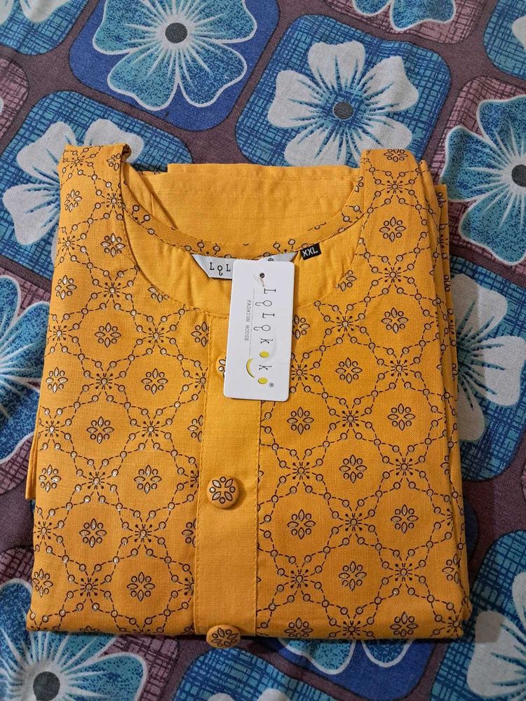 Elegant Mustard Printed Kurta