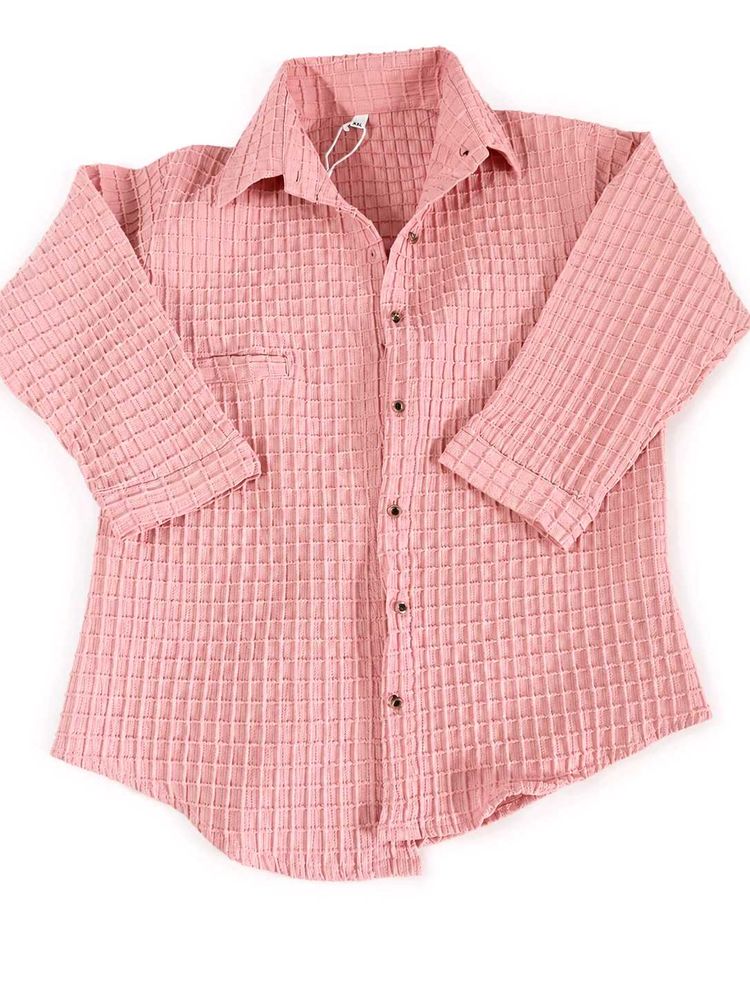 Pink Textured Collared Shirt