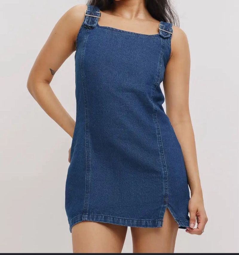 Denim Buckle Strap Mini Dress