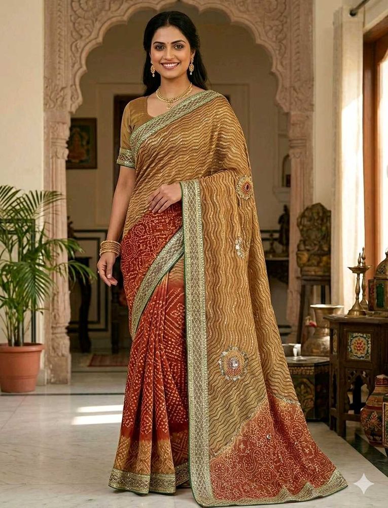 Designer Saree with Sequins and Mirror Work