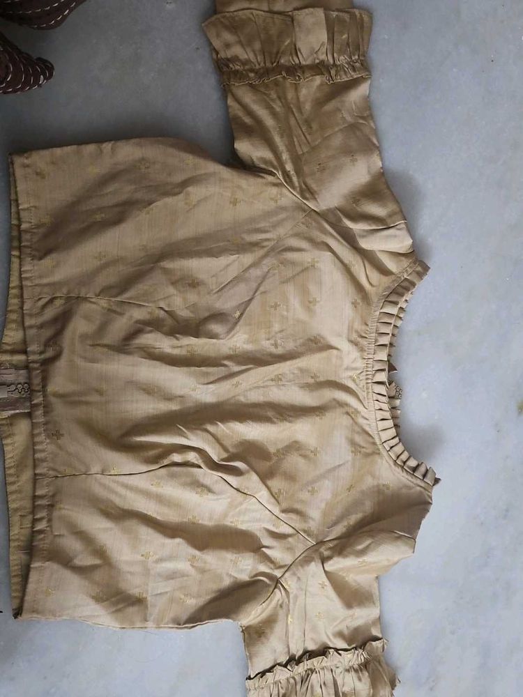 Golden Blouse with Ruffle Sleeves