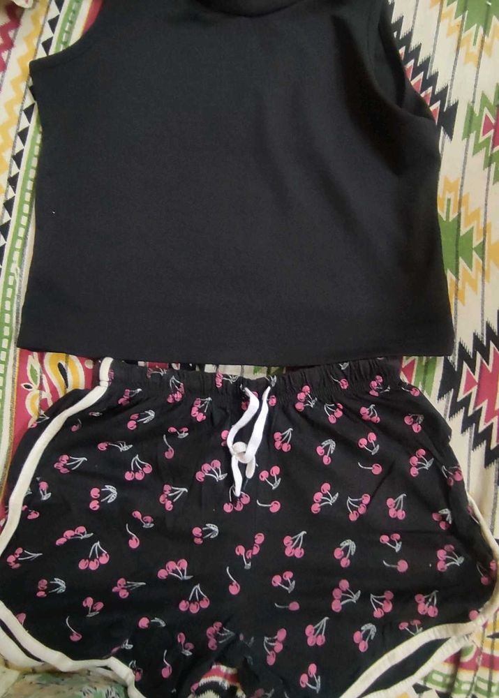 Cute Cherry Print Pajama Set