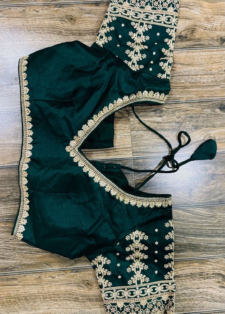 Elegant Emerald Green Embroidered Blouse