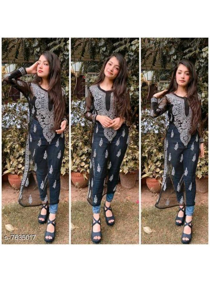 Elegant Black Embroidered Kurti
