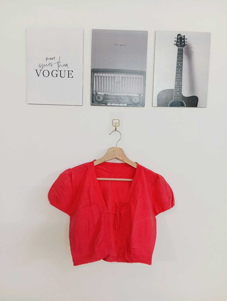 Red Short Sleeve Blouse