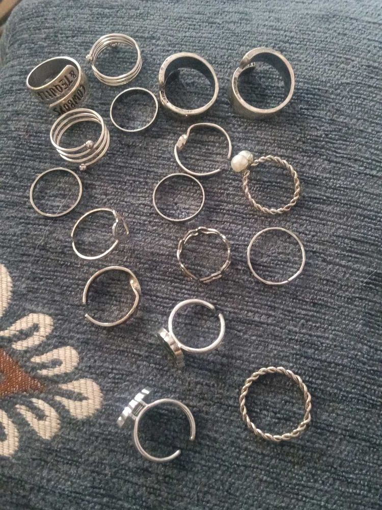 Assorted Silver Tone Rings
