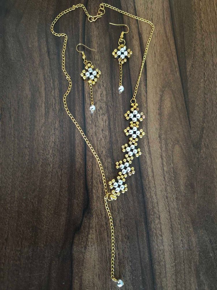 Beaded Necklace and Earring Set