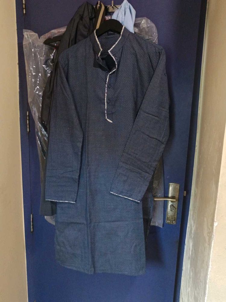 Men's Blue Printed Kurta