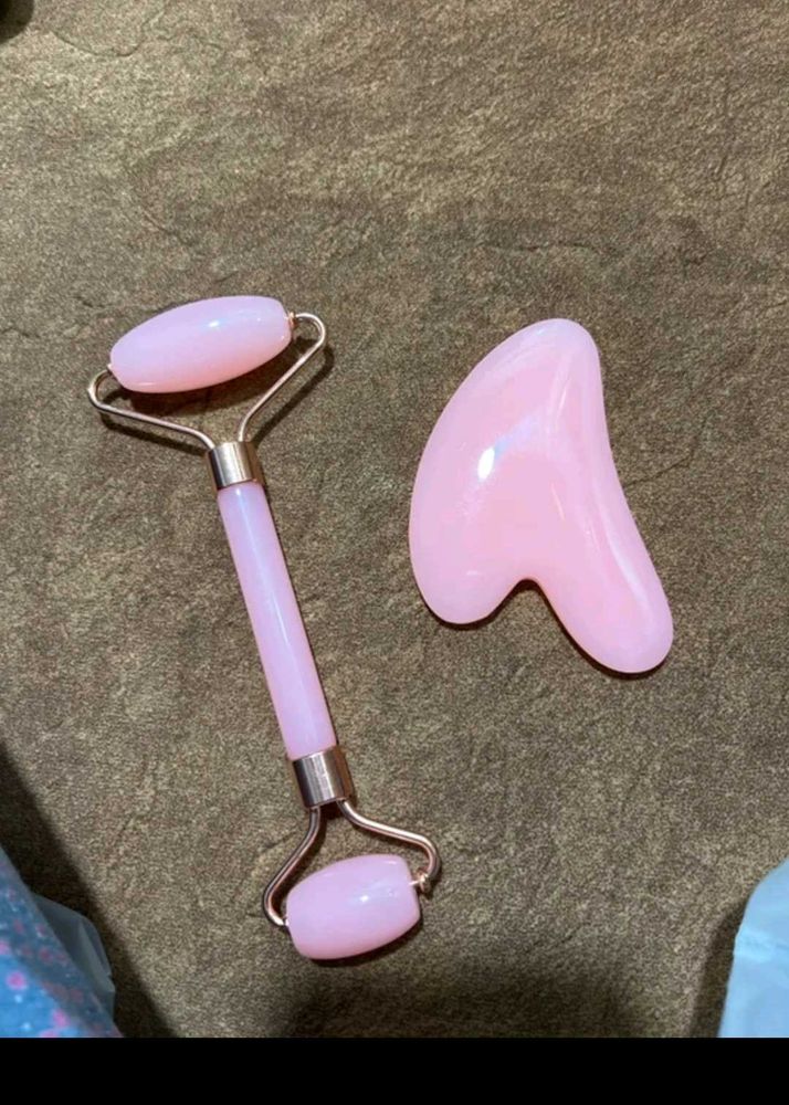 Rose Quartz Roller &amp; Gua Sha Set