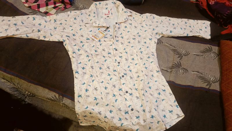 Patterned Long Sleeve Button-Down Shirt