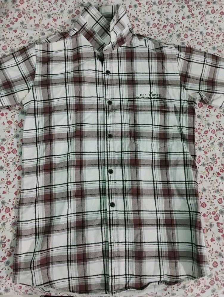 Men's Plaid Short Sleeve Shirt M size