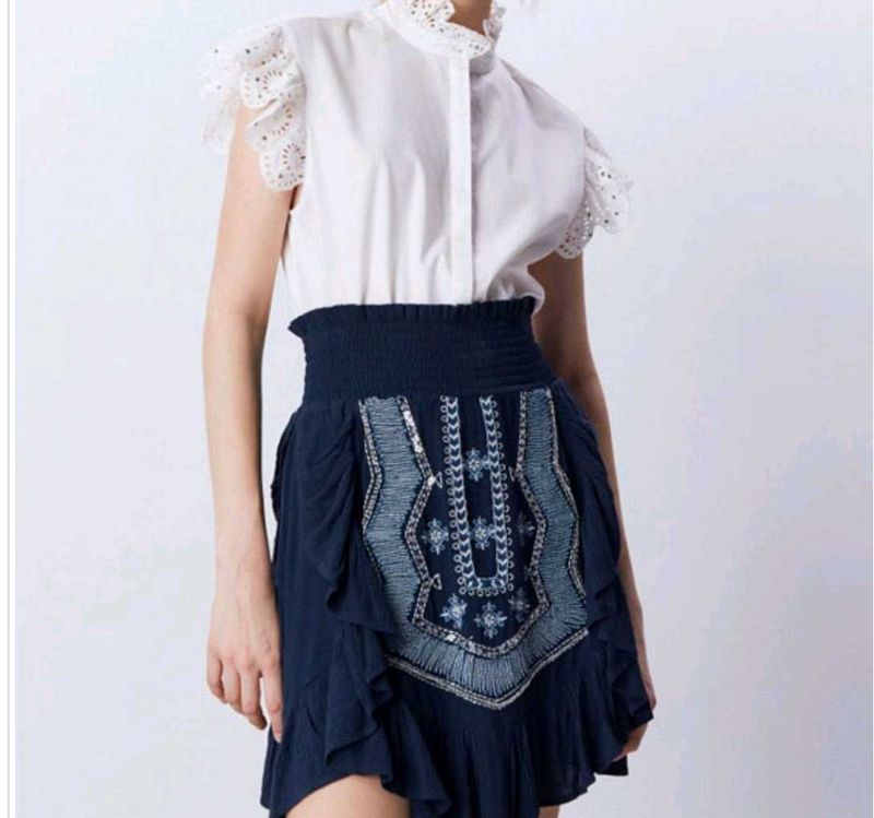 Bohemian Embroidered Mini Skirt
