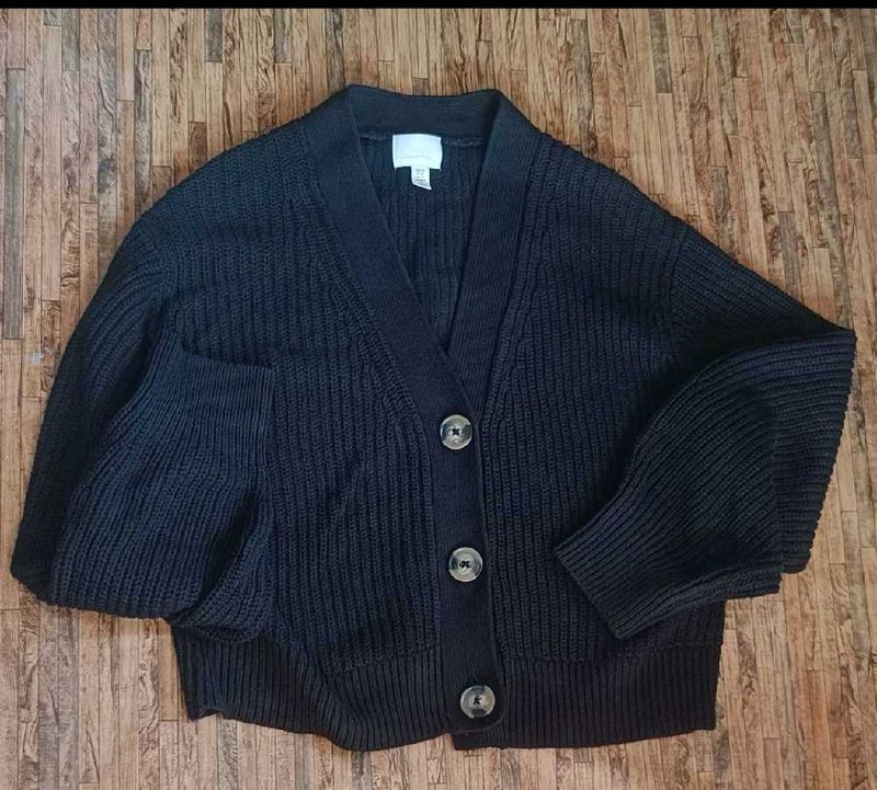 Stylish Black Cardigan Sweater