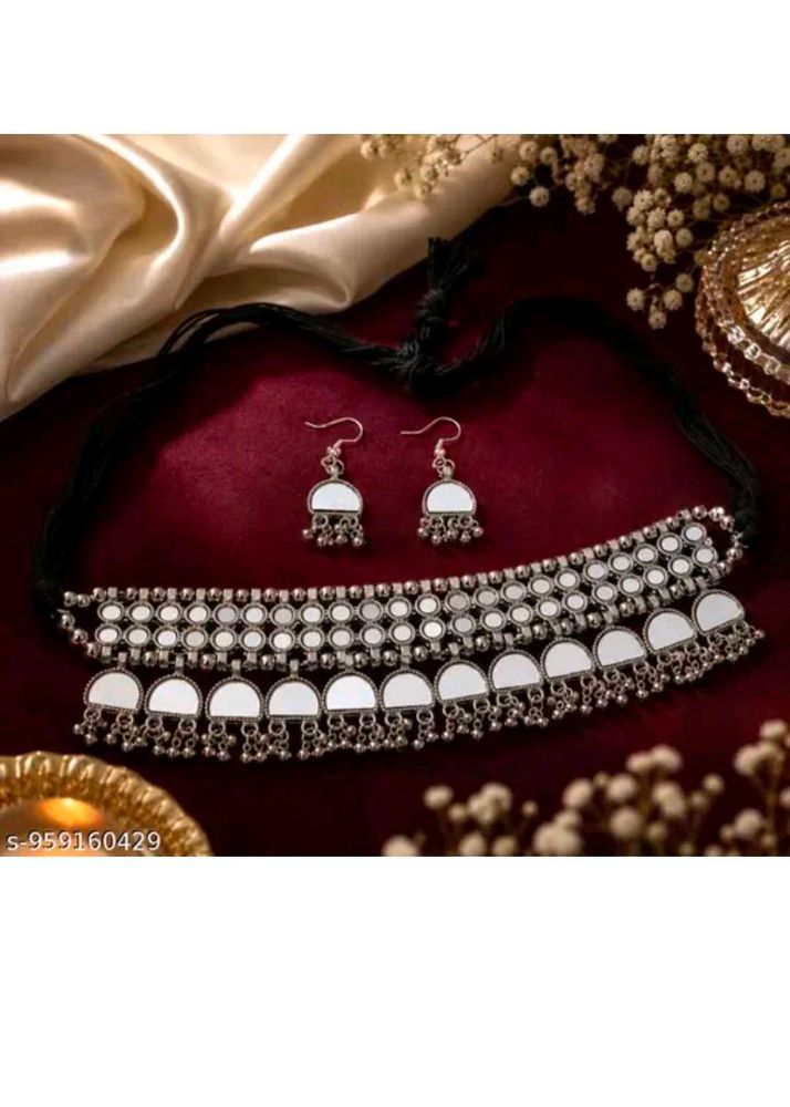 Stunning Mirror Work Necklace &amp; Earring Set