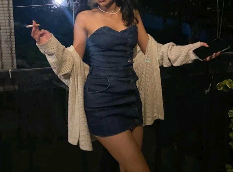 Denim Strapless Mini Dress