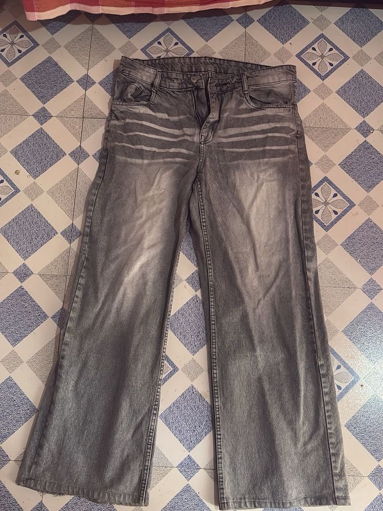 Stylish Grey Wide Leg Jeans
