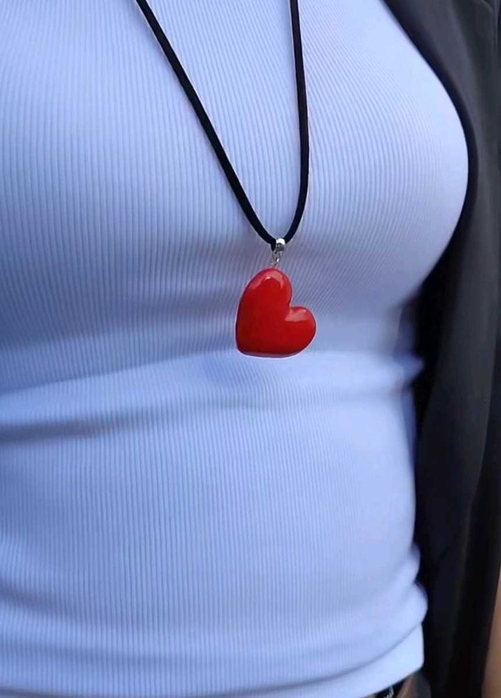 Crimson Red Heart Pendant Necklace
