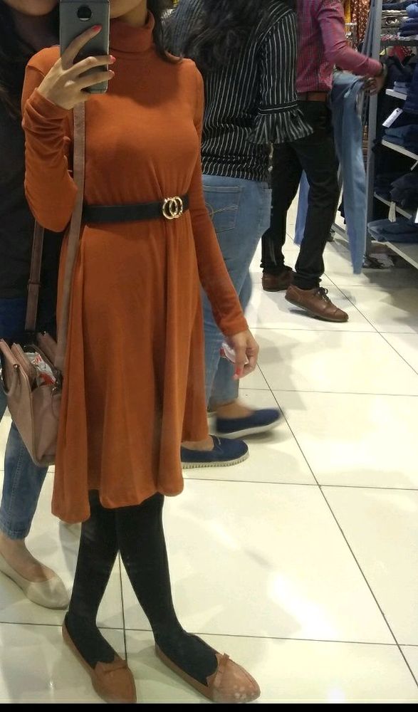 Shein Rust Orange Turtleneck Dress