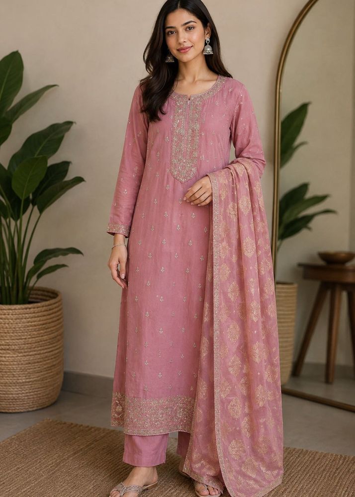 Embroidered Pink Kurta