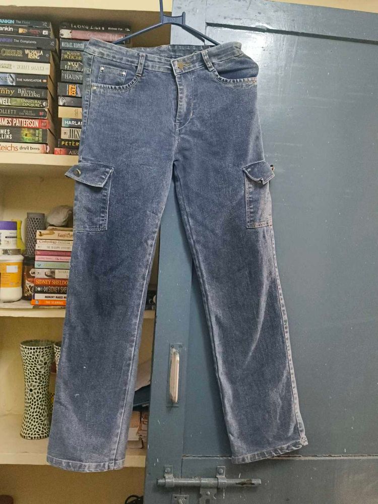 Blue Denim Cargo Jeans