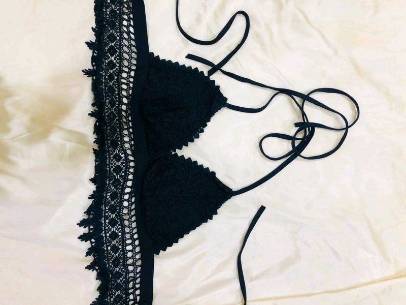 Black Crochet Bikini Top