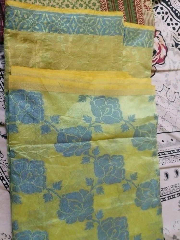 Yellow Saree with Floral Print