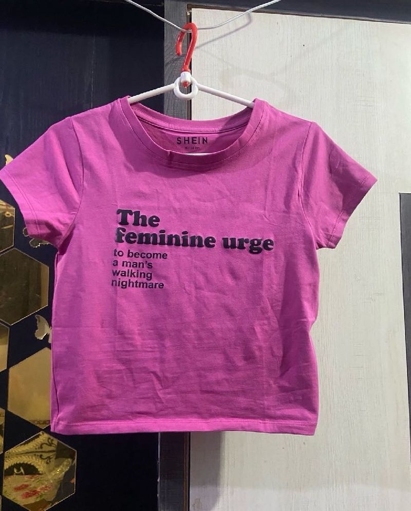 Shein Pink "The Feminine Urge" Graphic Tee