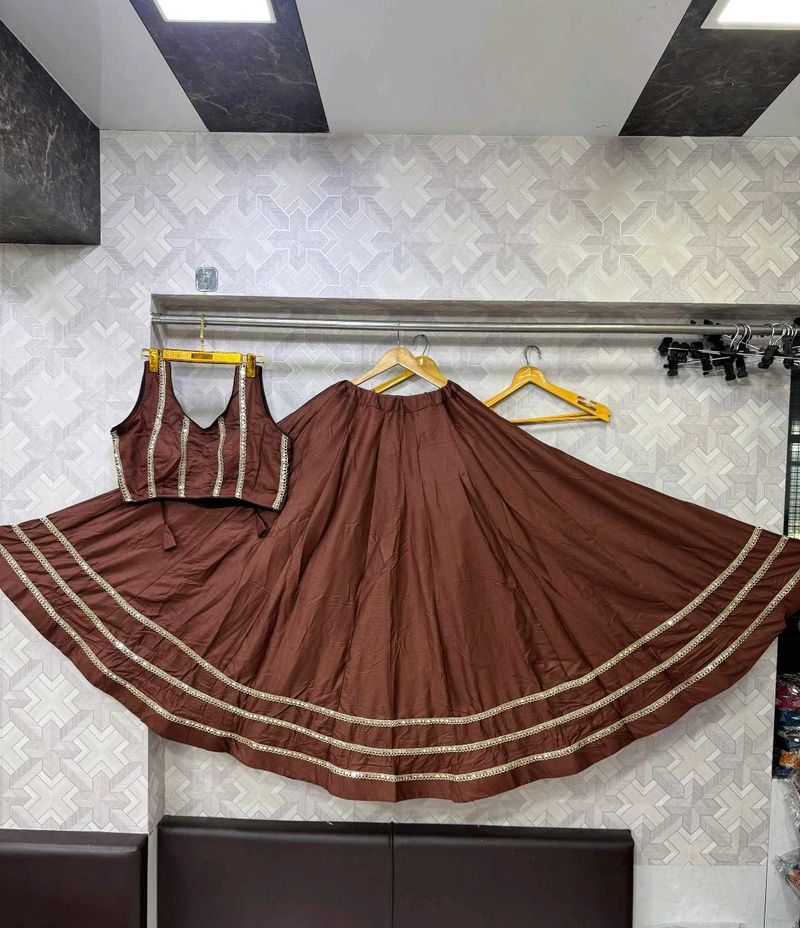 Navratri Brown Lehenga Choli Set