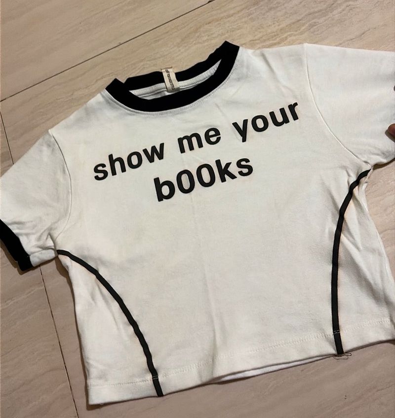 White "Show Me Your Books" T-Shirt