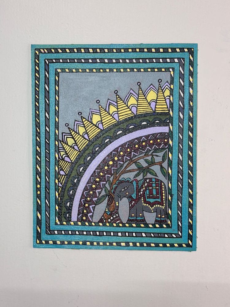 Hand-painted Indian Folk Art Canvas