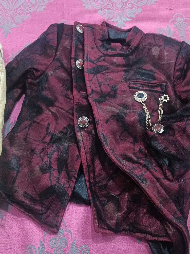 Boys Burgundy &amp; Black Party Blazer