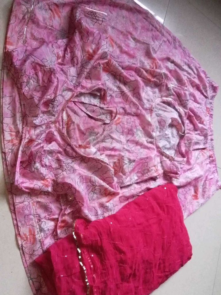 Pink Floral Lehenga Choli Set