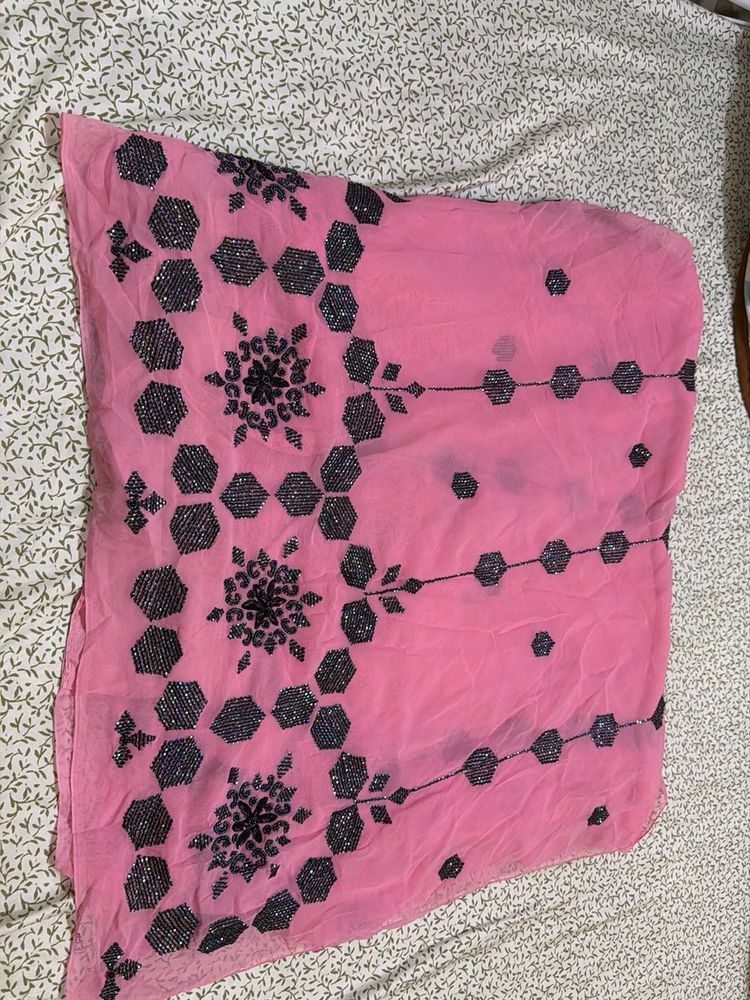 Beautiful Pink Beaded Saree