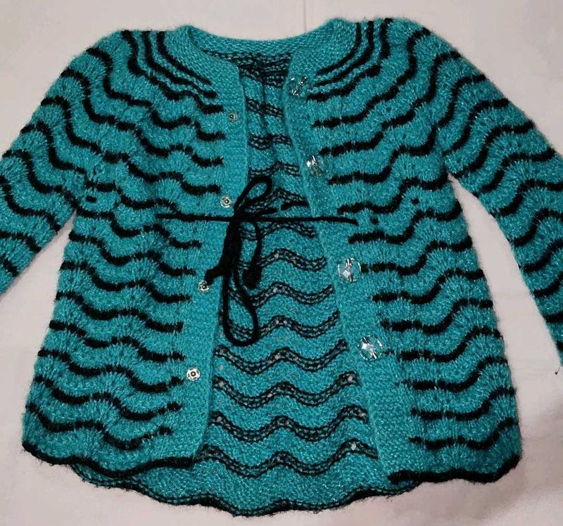 Teal &amp; Black Striped Knit Cardigan