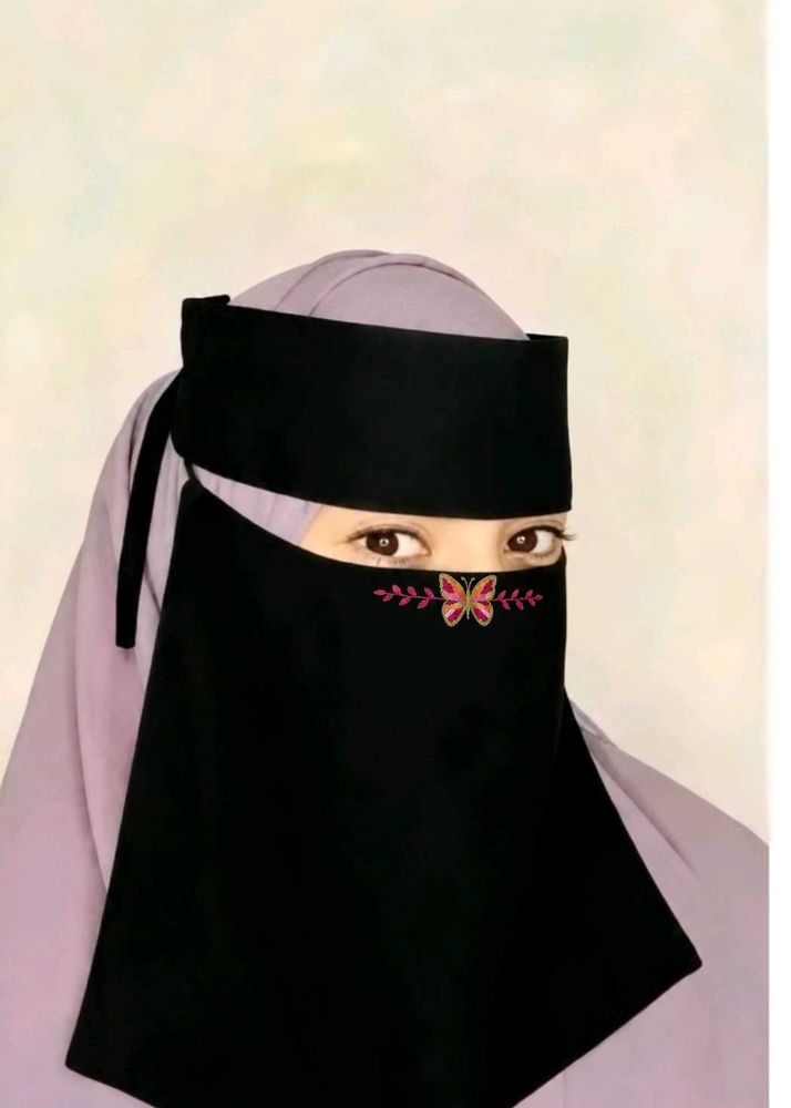 Embellished Niqab with Butterfly Design