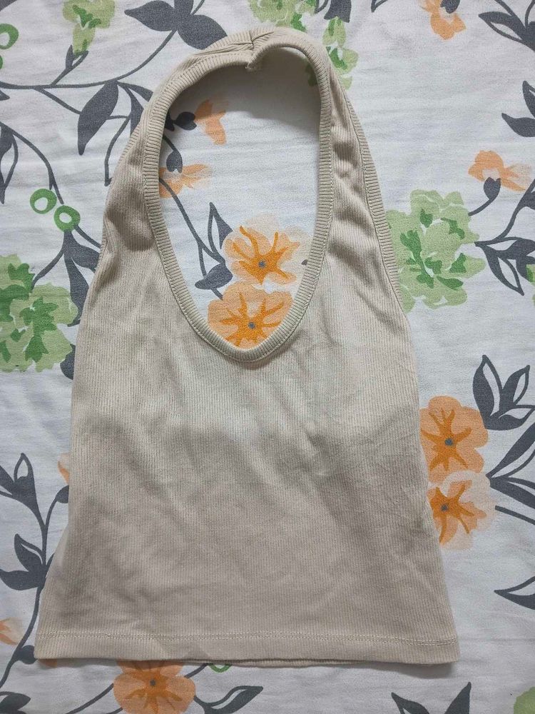 Ribbed Halter Neck Tank Top