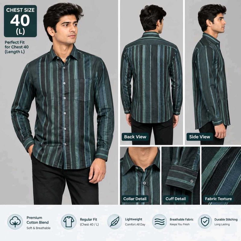 Men's Blue Cotton Blend Casual Shirt