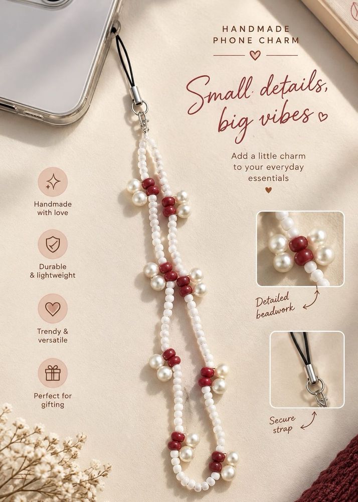 Handmade Beaded Phone Charm Strap