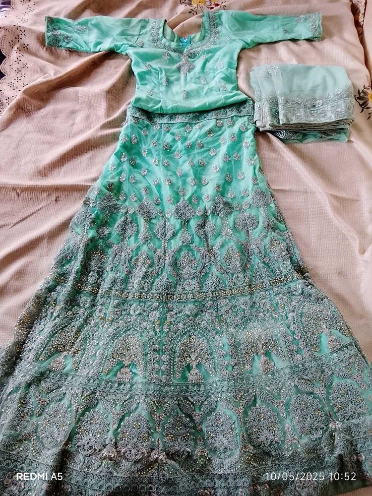 Mint Green Embroidered Lehenga