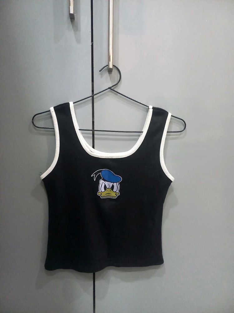 Black Donald Duck Graphic Tank Top