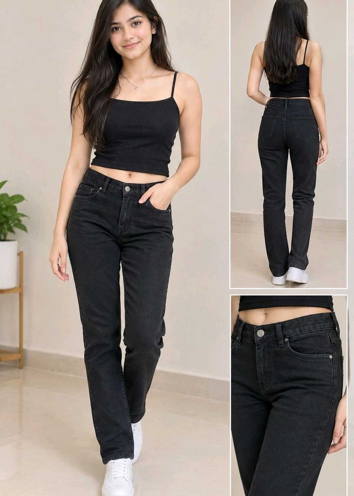 Classic Black Straight Leg Jeans