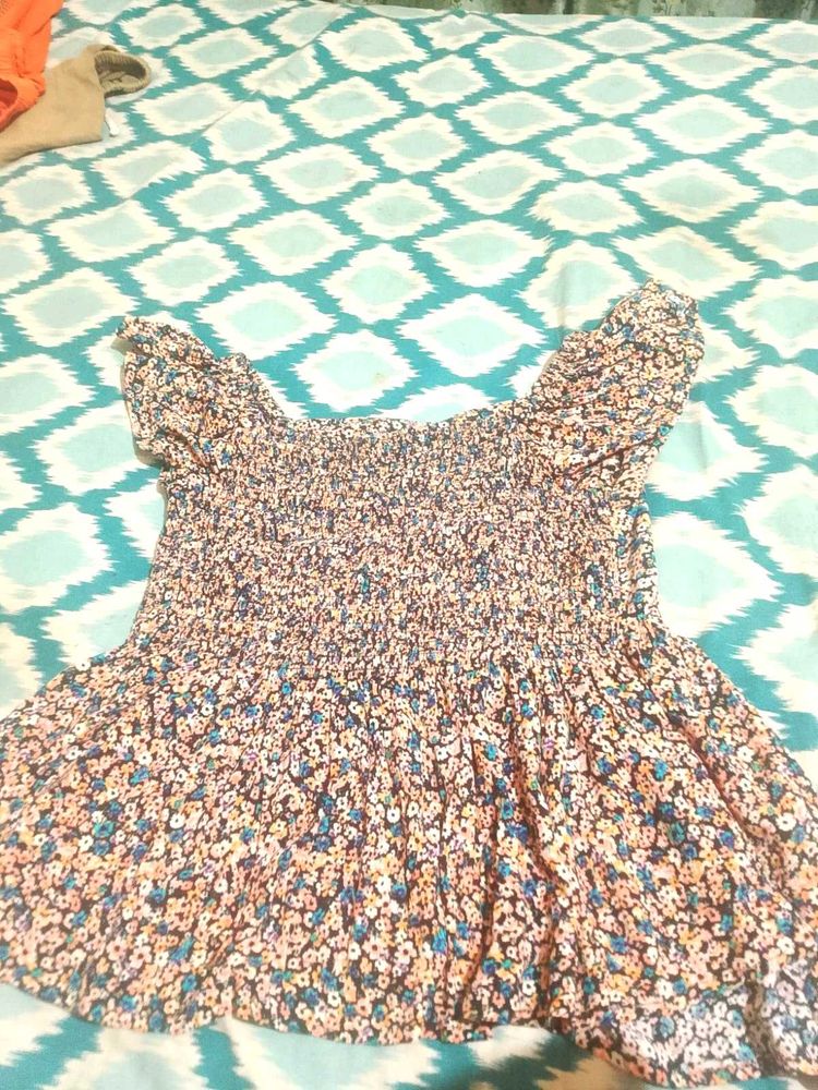 Floral Smocked Off-Shoulder Top