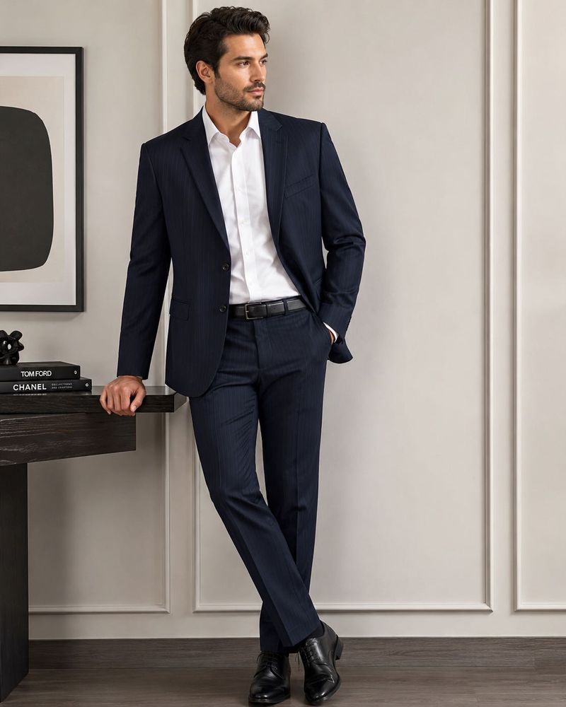 Men's Navy Striped Suit