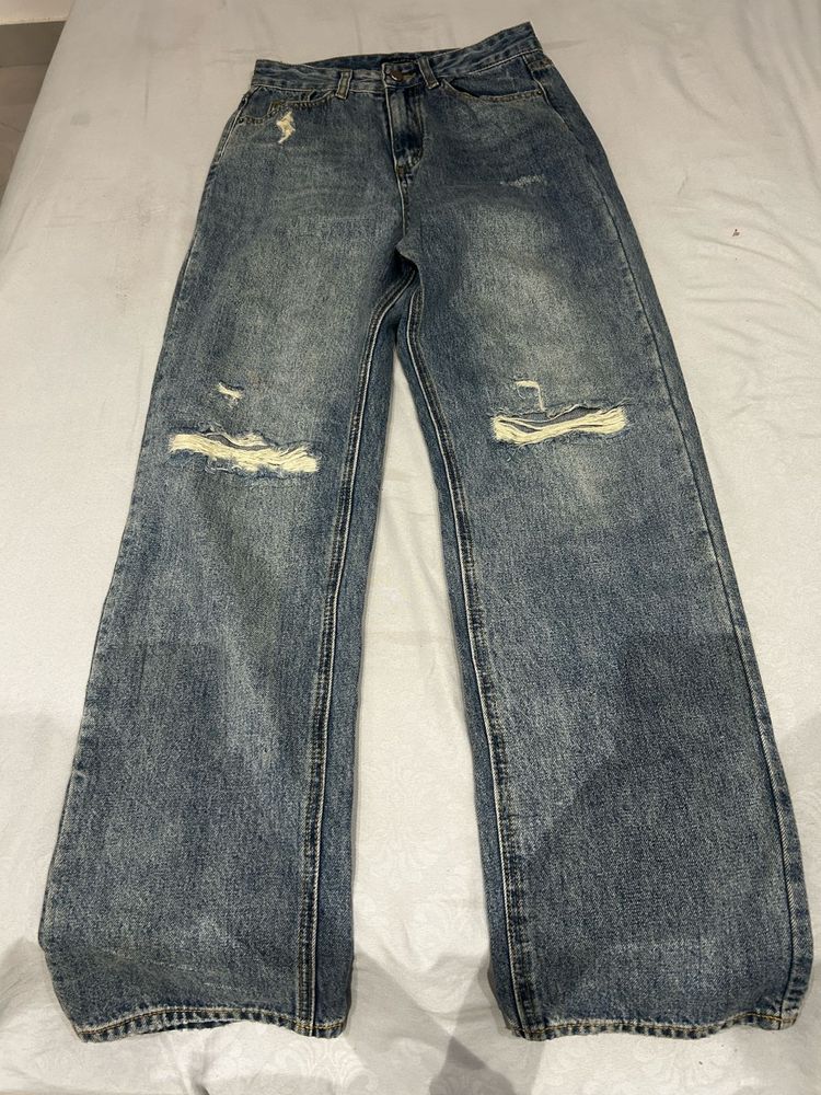blue rugged denim jeans