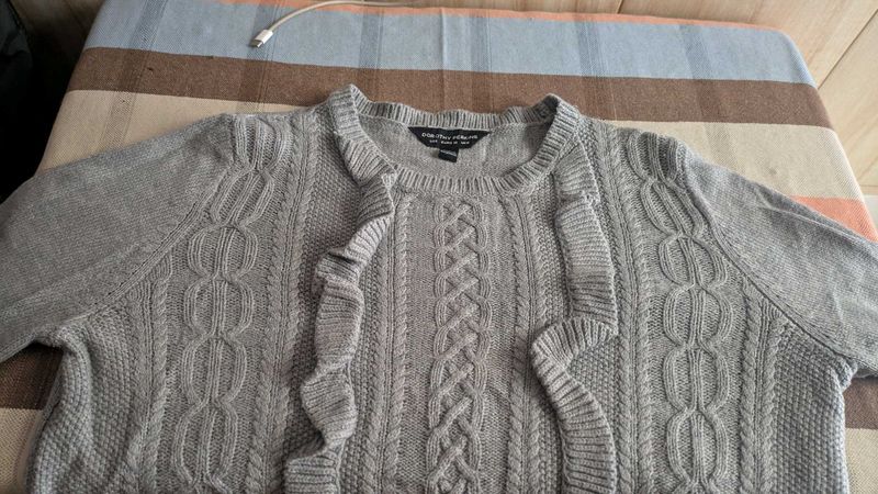 Grey Cable Knit Top
