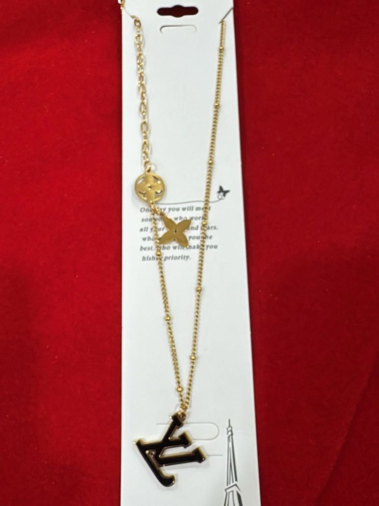 Gold Tone Letter Pendant Necklace